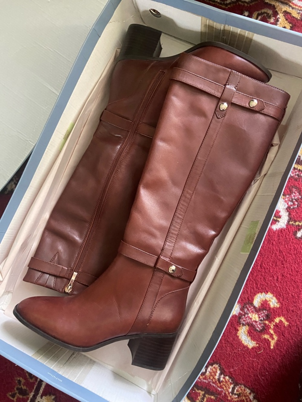 Essex Lane Brown Leather Knee-High Boots
